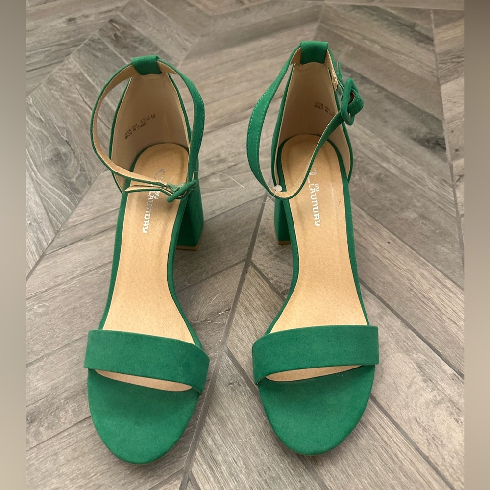 Chinese Laundry, Green Block Heel Sandals